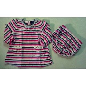 Girl's Size 3/6 M Months Multi-Colored Striped Two Piece L/S Top & Bottom Outfit